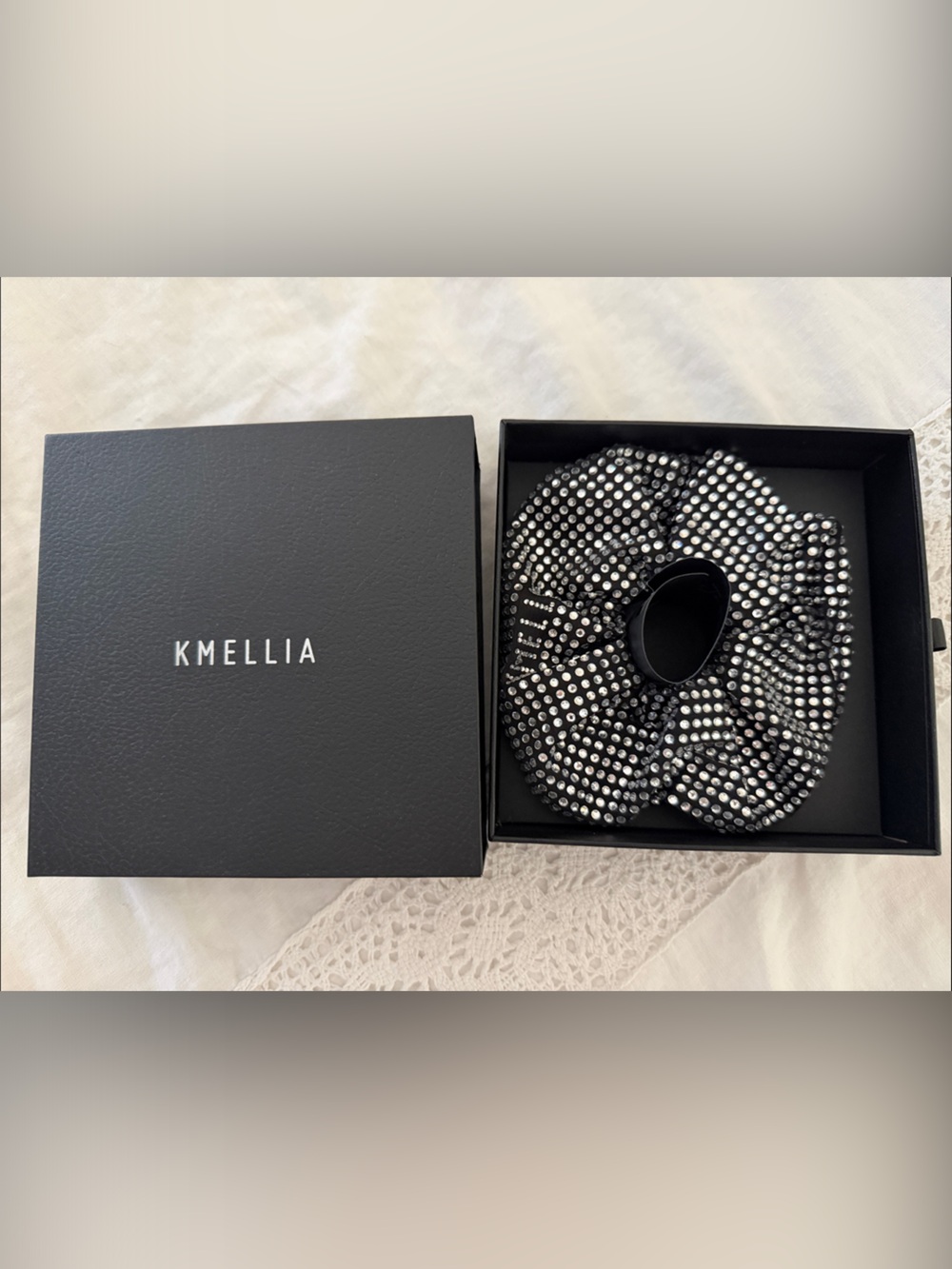 Kmellia Black Swarovski Crystal-Embellished Hair Scrunchie